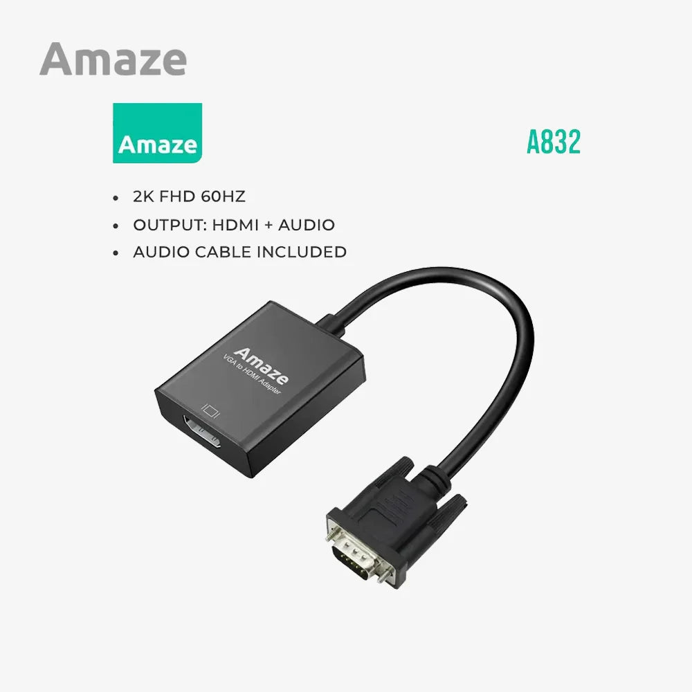 AMAZE A832 VGA TO HDMI ADAPTER WITH AUDIO