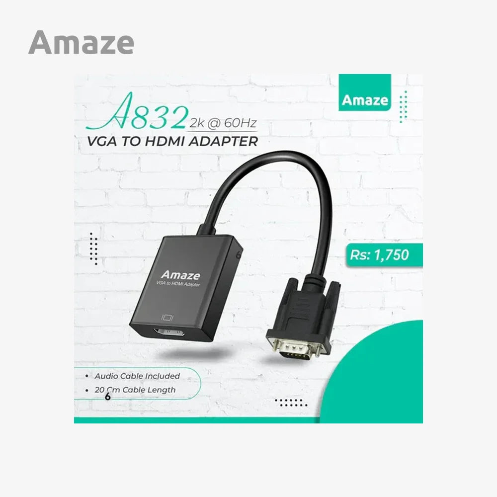AMAZE A832 VGA TO HDMI ADAPTER WITH AUDIO