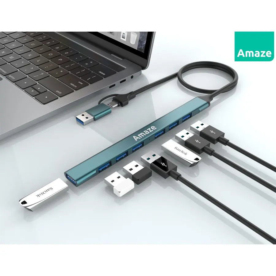 AMAZE A307 USB + TYPE C 7-PORT USB 3.0 HUB