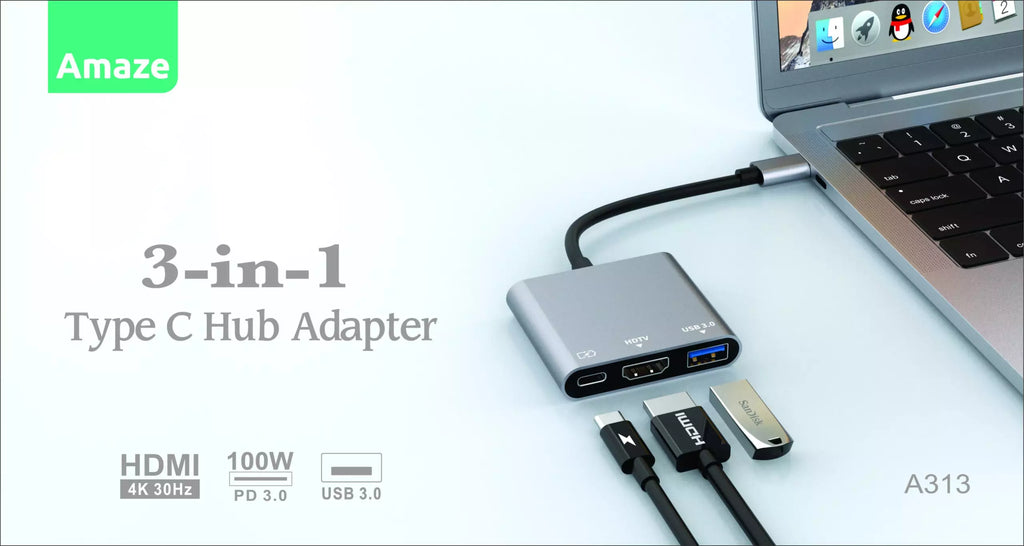 AMAZE A313 3-IN-1 TYPE C HUB ADAPTER