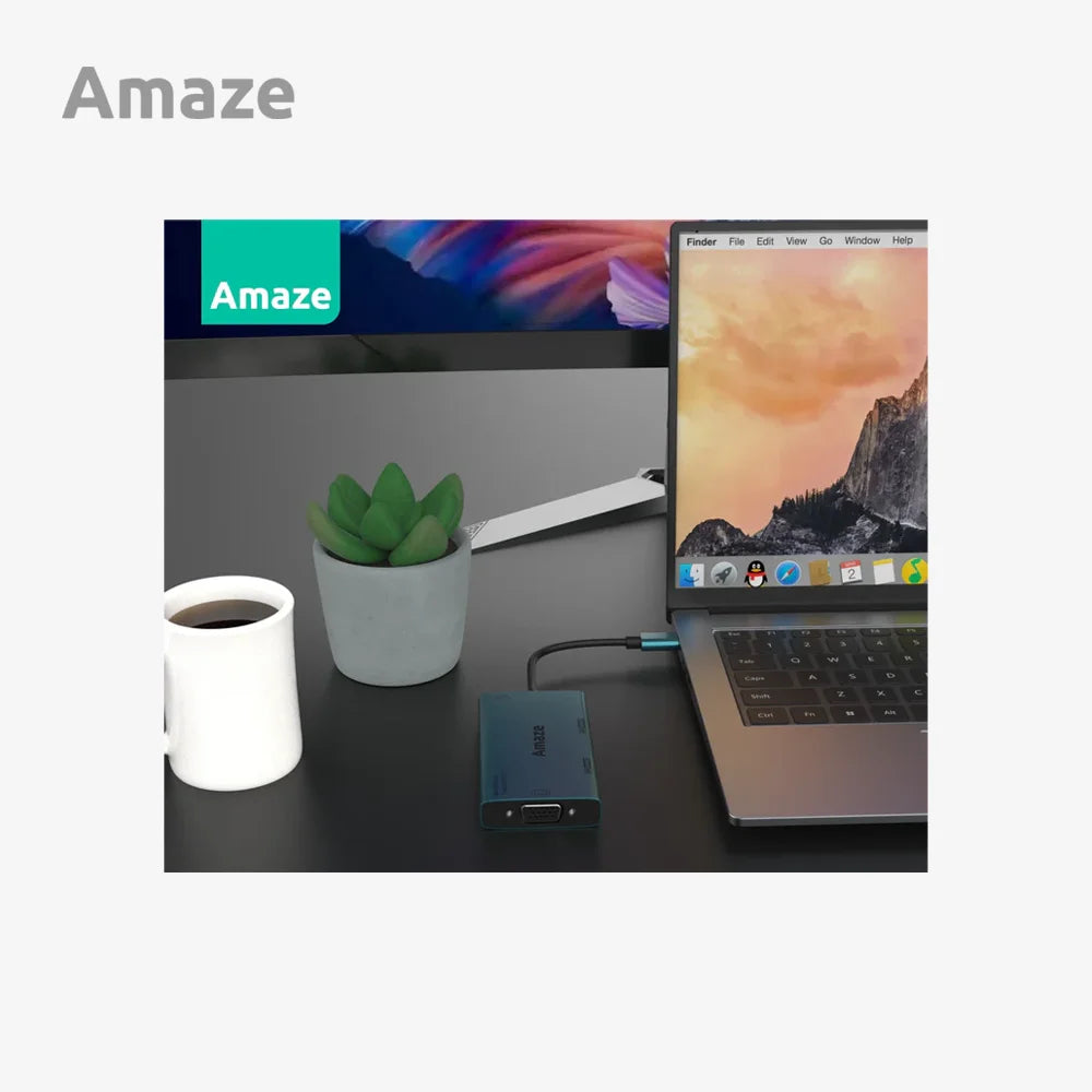 AMAZE A324 TYPE C TO DUAL HDMI + VGA + AUDIO HUB