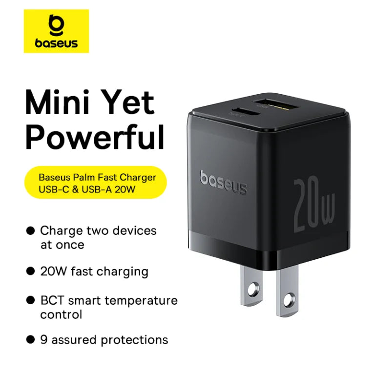 Baseus Palm Fast Mobile Charger Type C + USB 20W US