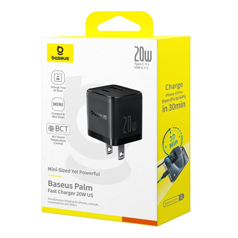 Baseus Palm Fast Mobile Charger Type C + USB 20W US