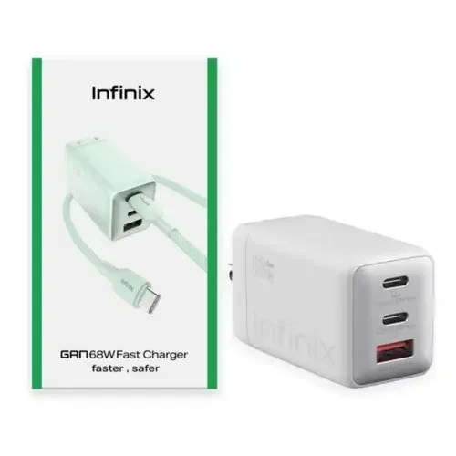 Infinix XDC95 68W GAN Charger with 100W Type-C Braided Cable Kit