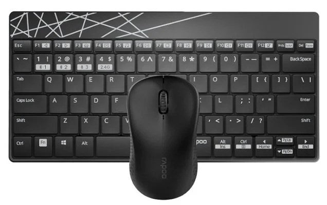 Rapoo 8000M Bluetooth and Wireless Keyboard Mouse Combo - Black