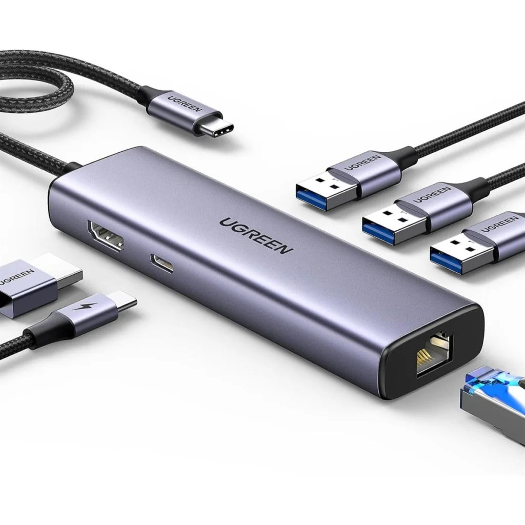 UGREEN 15598 Revodok 6-in-1 USB C Hub Gigabit Ethernet, 4K HDMI, 100W USB-C PD