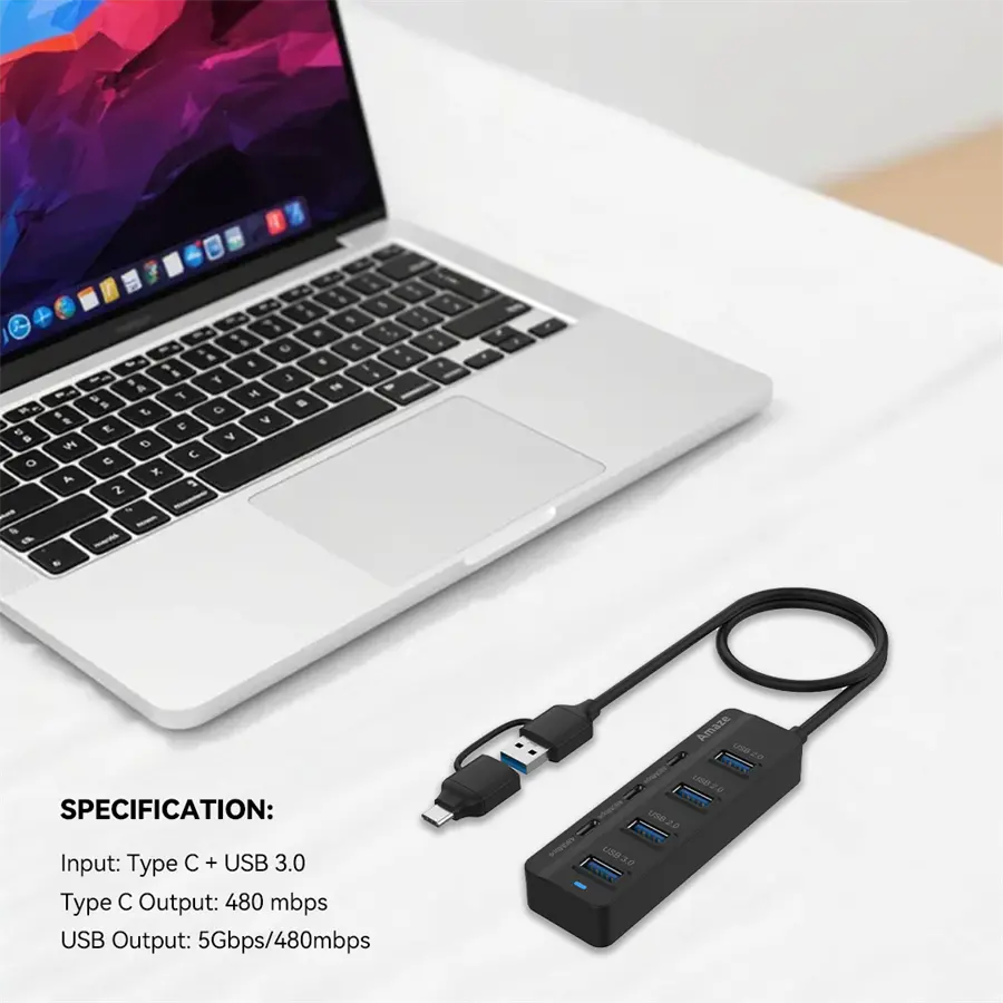 AMAZE A327 USB & TYPE C 7PORT HUB
